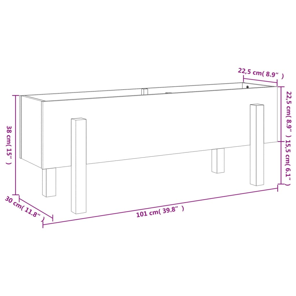 vidaXL Ζαρντινιέρα Υπερυψωμένη 101 x 30 x 38 εκ. από Μασίφ Ξύλο Πεύκου