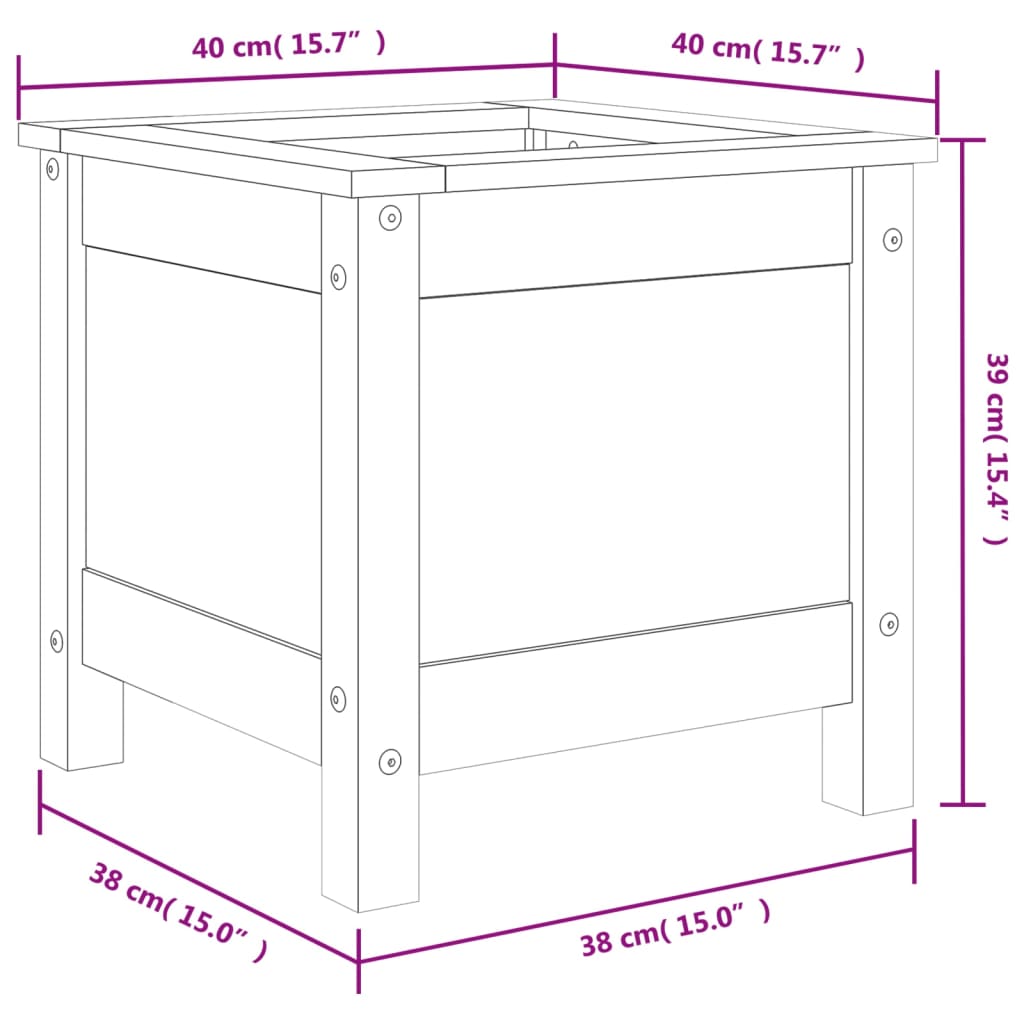 vidaXL Ζαρντινιέρα Κήπου 40 x 40 x 39 εκ. από Μασίφ Ξύλο Πεύκου
