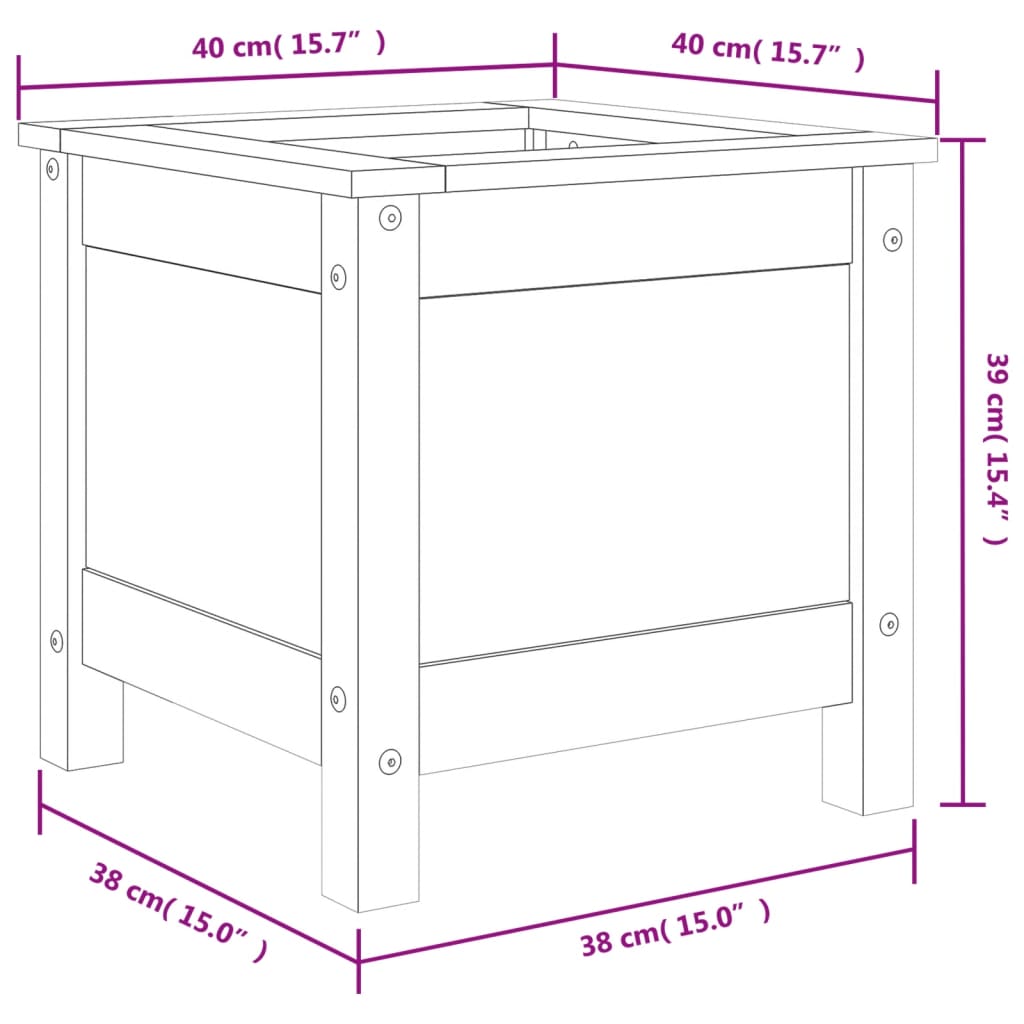 vidaXL Ζαρντινιέρα Γκρι 40 x 40 x 39 εκ. από Μασίφ Ξύλο Πεύκου