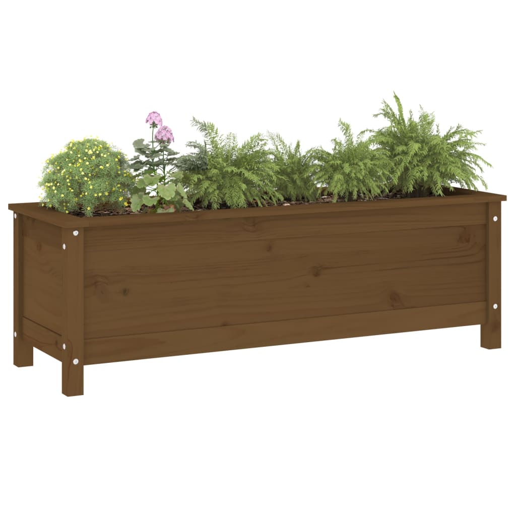 vidaXL Ζαρντινιέρα Υπερυψωμένη Μελί 119,5x40x39 εκ. από Μασίφ Πεύκο