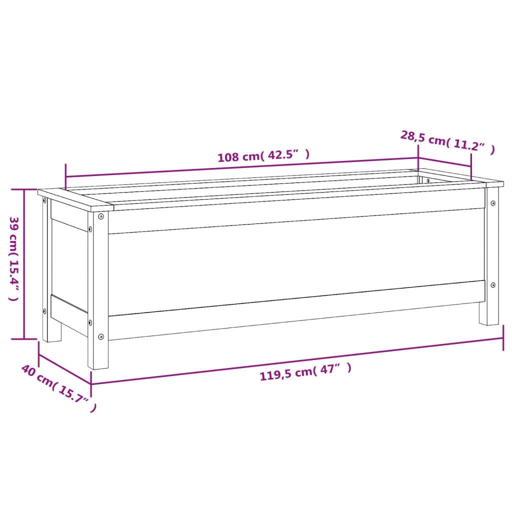 vidaXL Ζαρντινιέρα Υπερυψωμένη Μελί 119,5x40x39 εκ. από Μασίφ Πεύκο