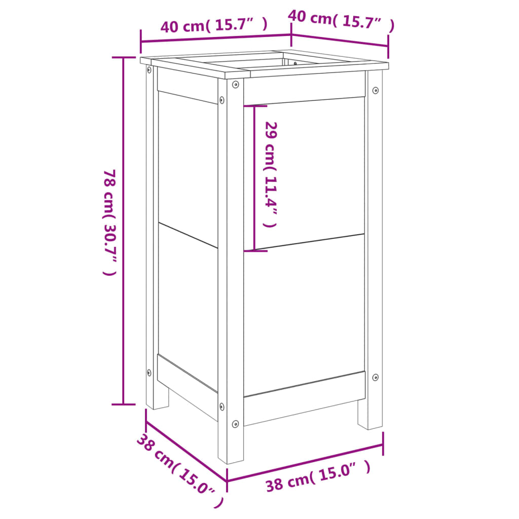vidaXL Ζαρντινιέρα 40 x 40 x 78 εκ. από Μασίφ Ξύλο Ψευδοτσούγκας