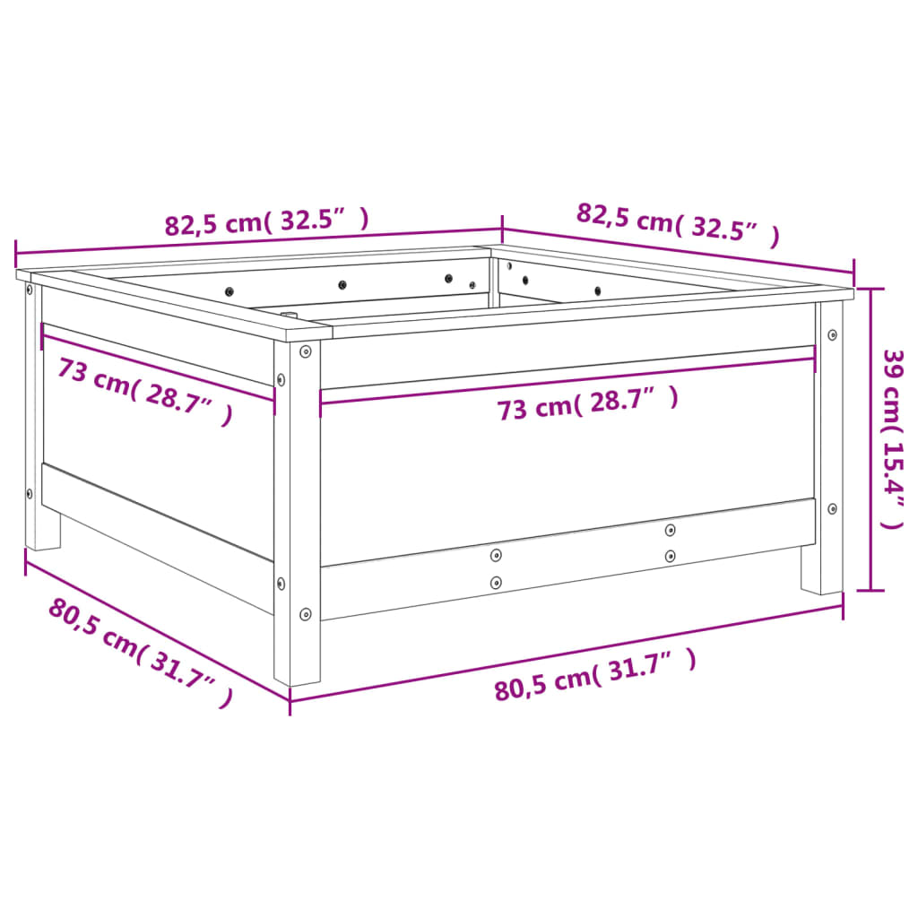 vidaXL Ζαρντινιέρα 82,5 x 82,5 x 39 εκ. από Μασίφ Ξύλο Ψευδοτσούγκας