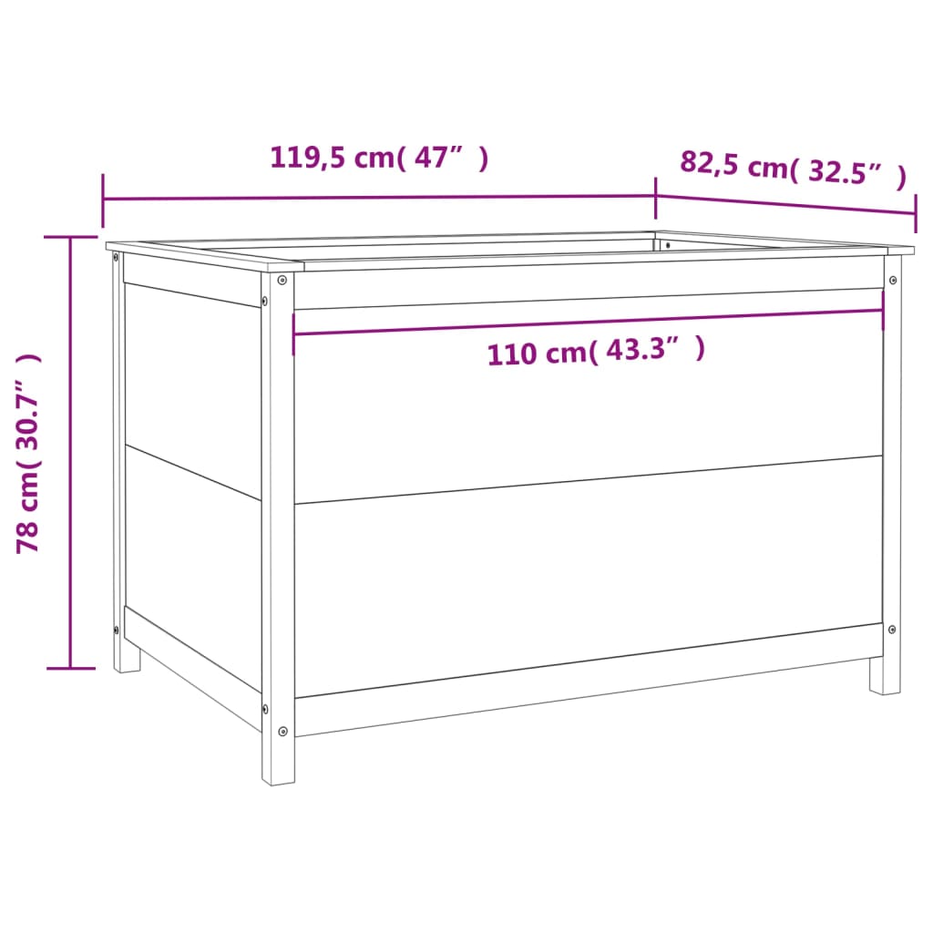 vidaXL Ζαρντινιέρα Υπερυψωμένη 119,5x82,5x78 εκ. Μασίφ Ψευδοτσούγκας