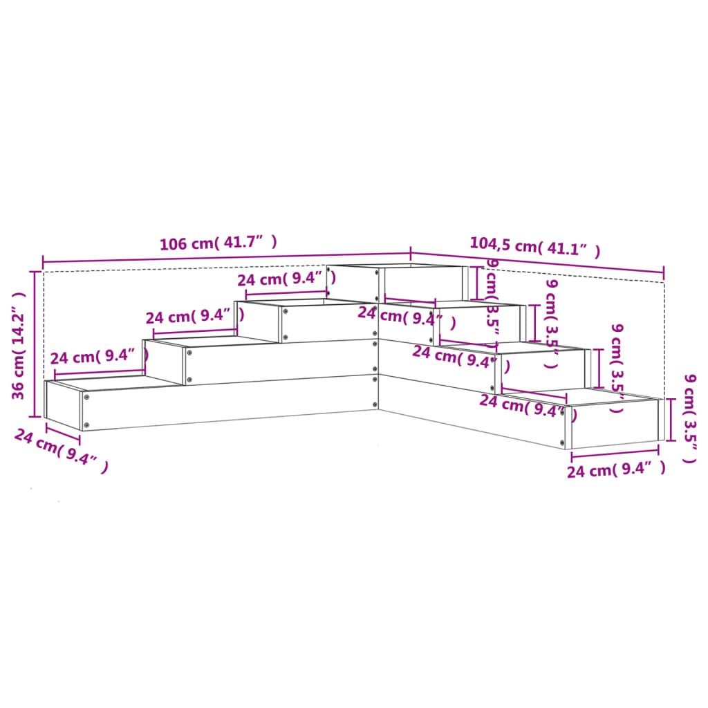 vidaXL Ζαρντινιέρα 4 Επιπέδων Λευκή 106x104,5x36 εκ. Μασίφ Ξύλο Πεύκου