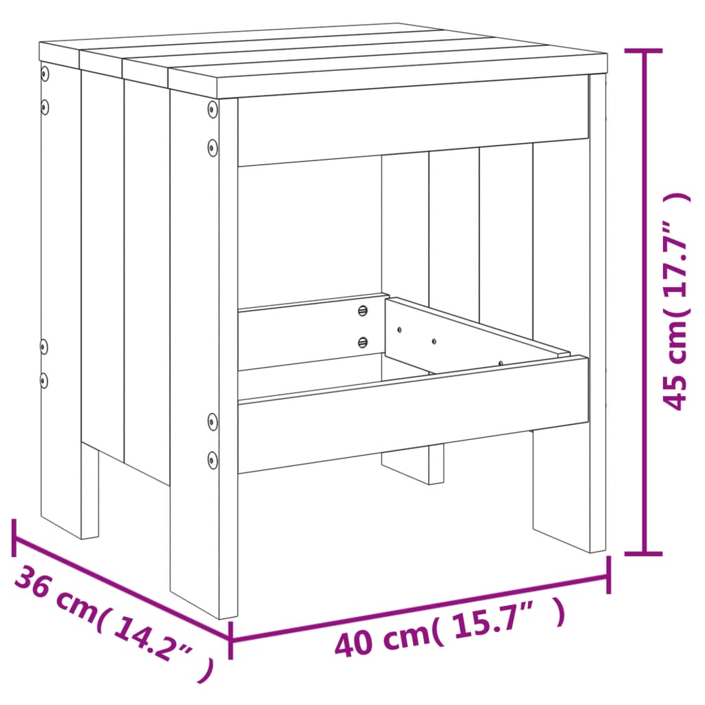 vidaXL Σκαμπό Κήπου 2 Τεμ. Γκρι 40 x 36 x 45εκ. από Μασίφ Ξύλο Πεύκου