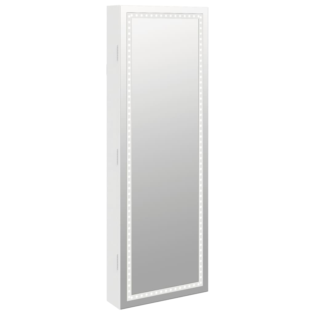 vidaXL Έπιπλο Κοσμημάτων με Καθρέφτη/LED Φώτα Επιτοίχιο Λευκό