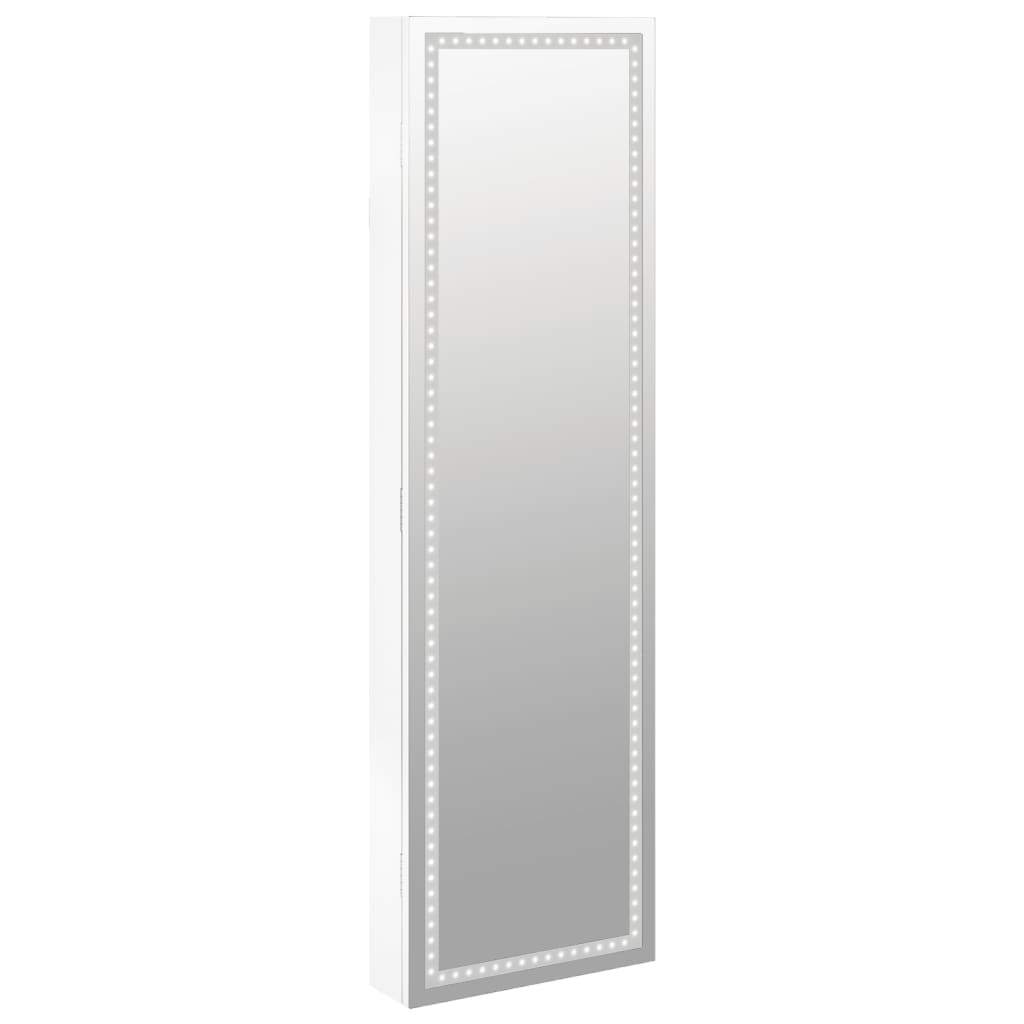 vidaXL Έπιπλο Κοσμημάτων με Καθρέφτη/LED Φώτα Επιτοίχιο Λευκό