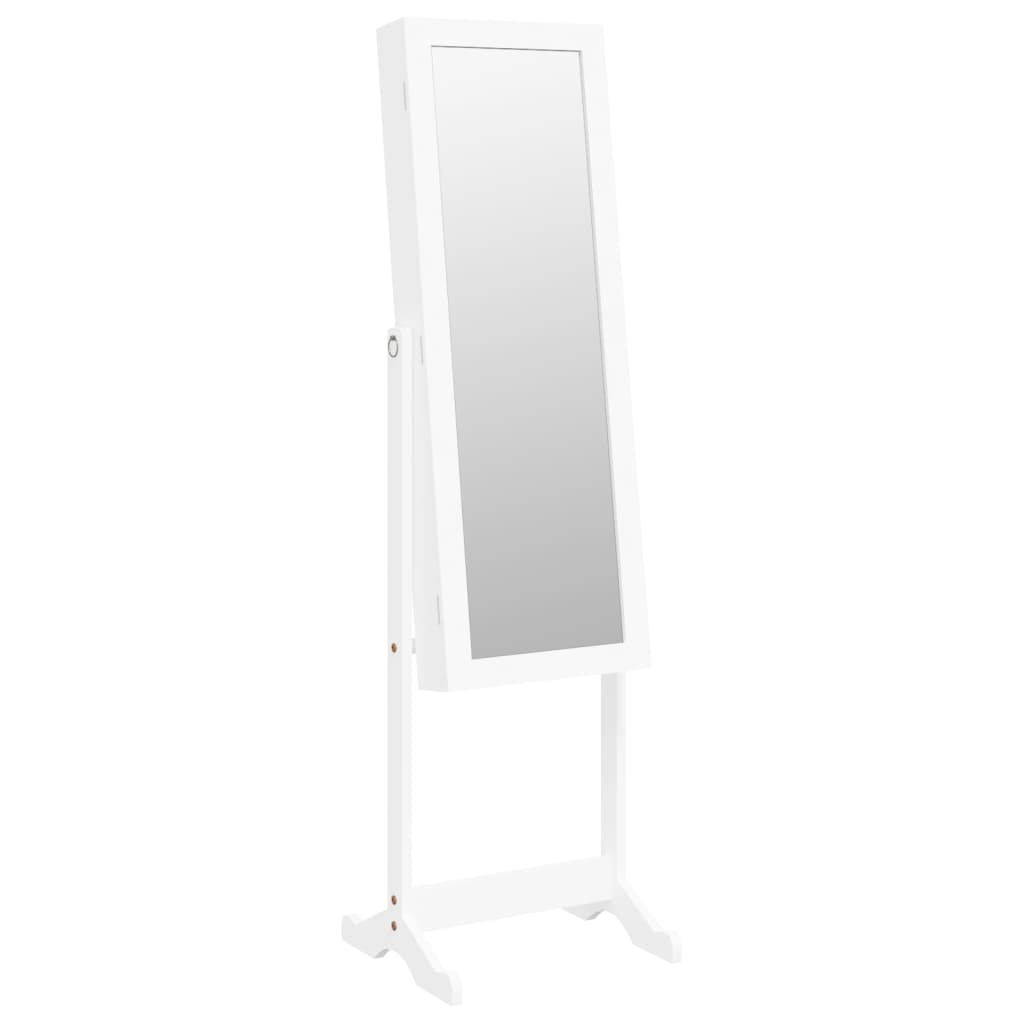 vidaXL Έπιπλο Κοσμημάτων με Καθρέφτη & LED Φώτα Επιδαπέδιο Λευκό