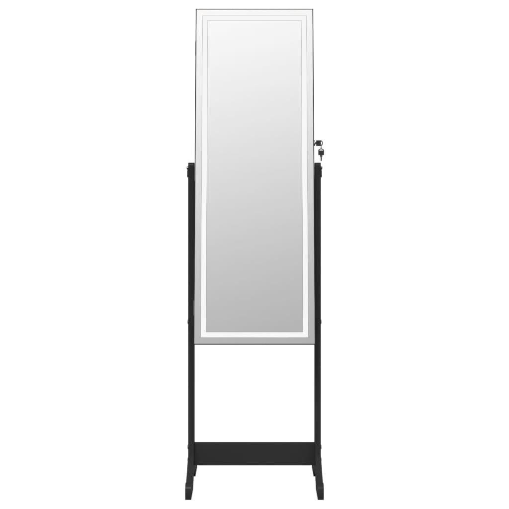 vidaXL Έπιπλο Κοσμημάτων με Καθρέφτη & LED Φώτα Επιδαπέδιο Μαύρο