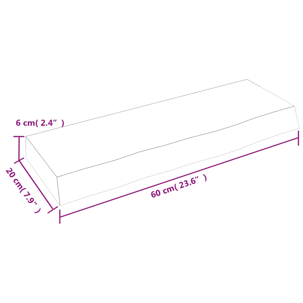 vidaXL Ράφι Τοίχου 60x20x6 εκ. από Ακατέργαστο Μασίφ Ξύλο Δρυός