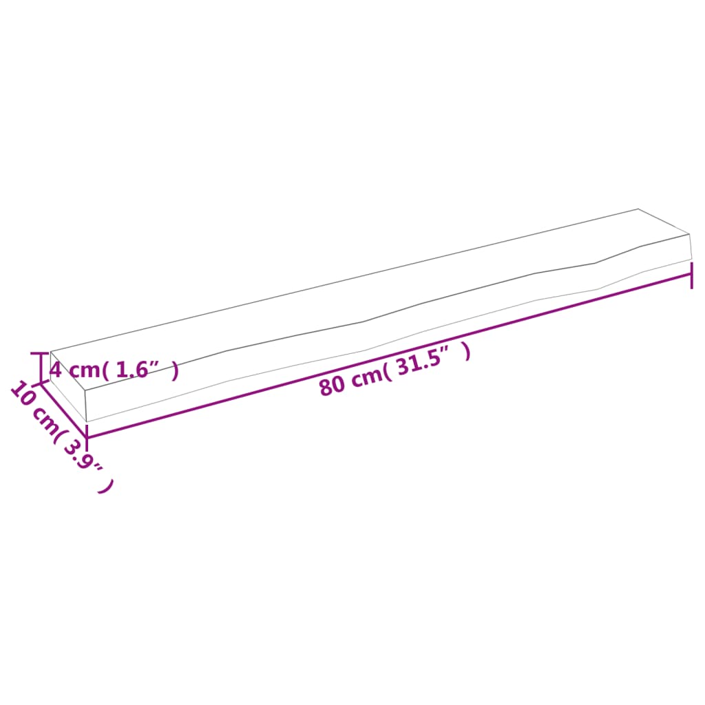 vidaXL Ράφι Τοίχου 80 x 10 x 4 εκ. από Ακατέργαστο Μασίφ Ξύλο Δρυός