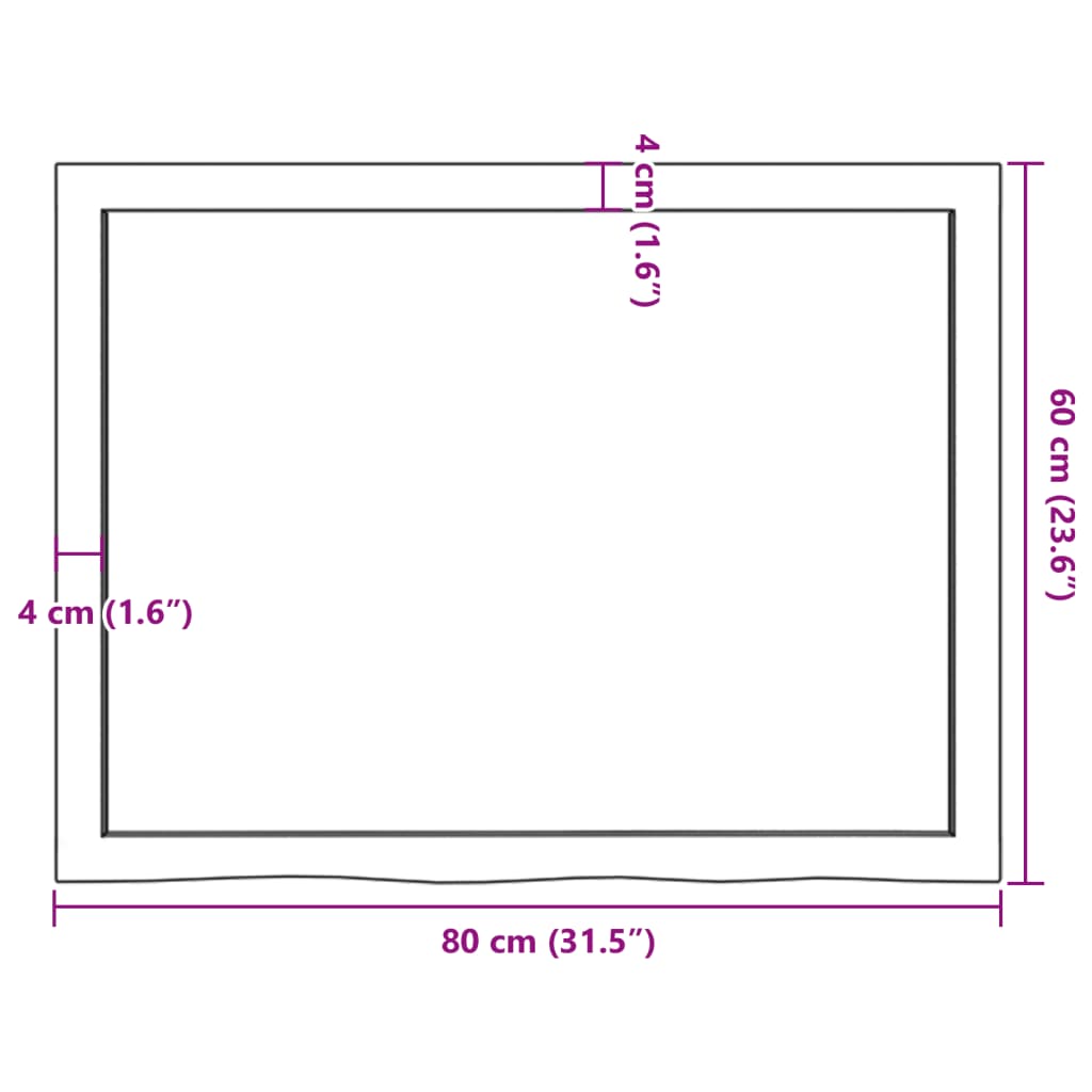 vidaXL Ράφι Τοίχου 80x60x(2-6) εκ. από Ακατέργαστο Μασίφ Ξύλο Δρυός