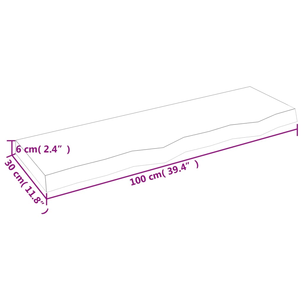 vidaXL Ράφι Τοίχου 100x30x(2-6) εκ. από Ακατέργαστο Μασίφ Ξύλο Δρυός