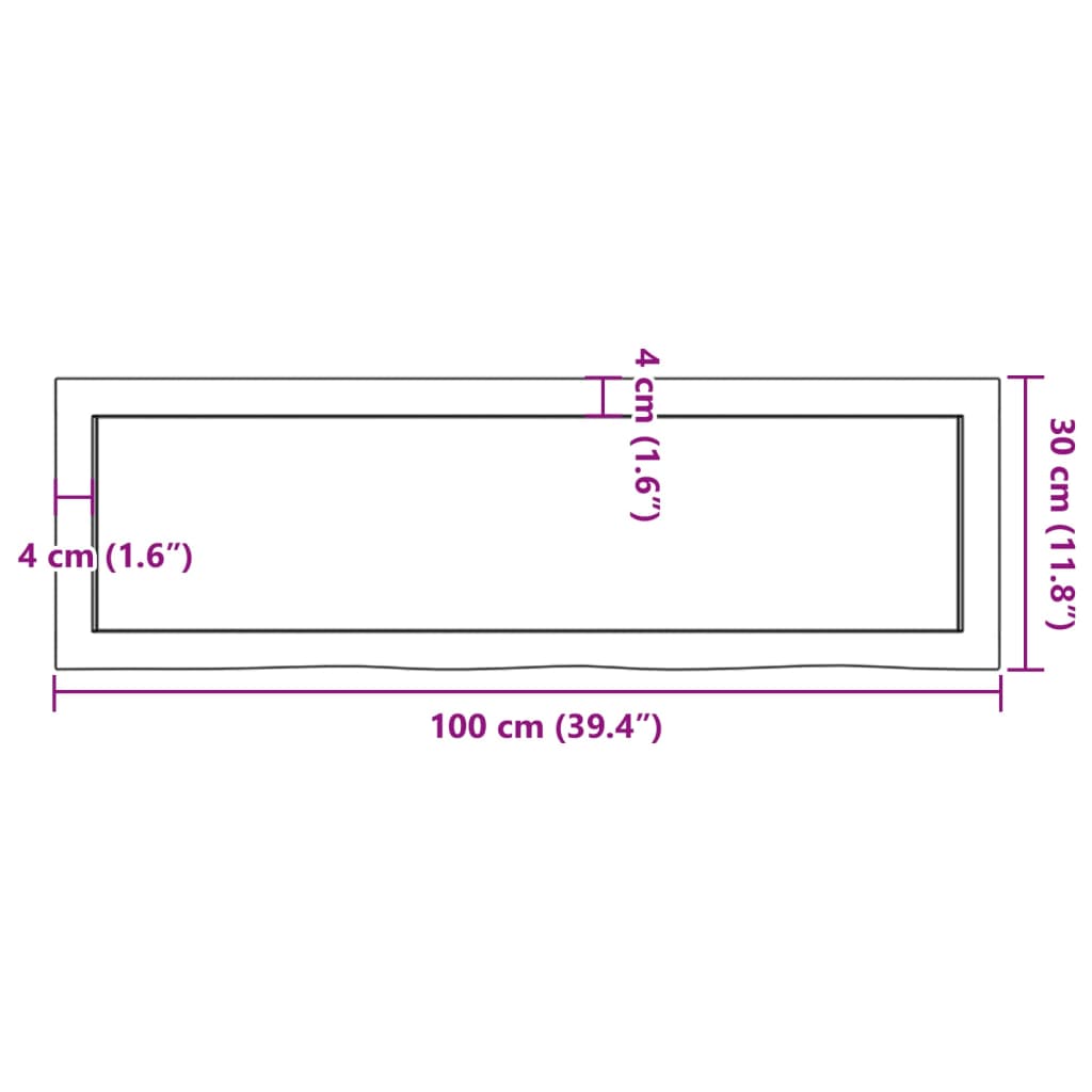 vidaXL Ράφι Τοίχου 100x30x(2-6) εκ. από Ακατέργαστο Μασίφ Ξύλο Δρυός