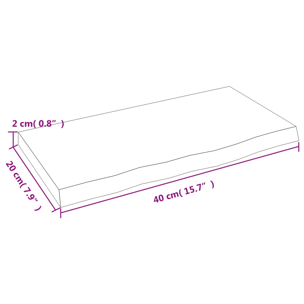 vidaXL Ράφι Τοίχου Ανοιχτό Καφέ 40x20x2 εκ. Επεξεργ. Μασίφ Ξύλο Δρυός