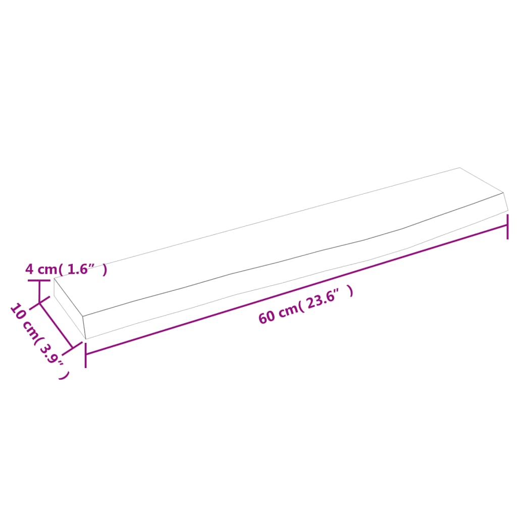 vidaXL Ράφι Τοίχου Ανοιχτό Καφέ 60x10x4 εκ. Επεξεργ. Μασίφ Ξύλο Δρυός
