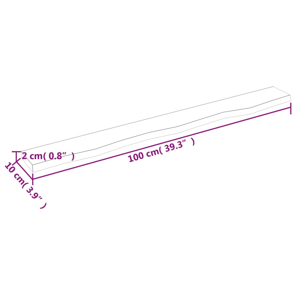 vidaXL Ράφι Τοίχου Ανοιχτό Καφέ 100x10x2 εκ. Επεξεργ. Μασίφ Ξύλο Δρυός