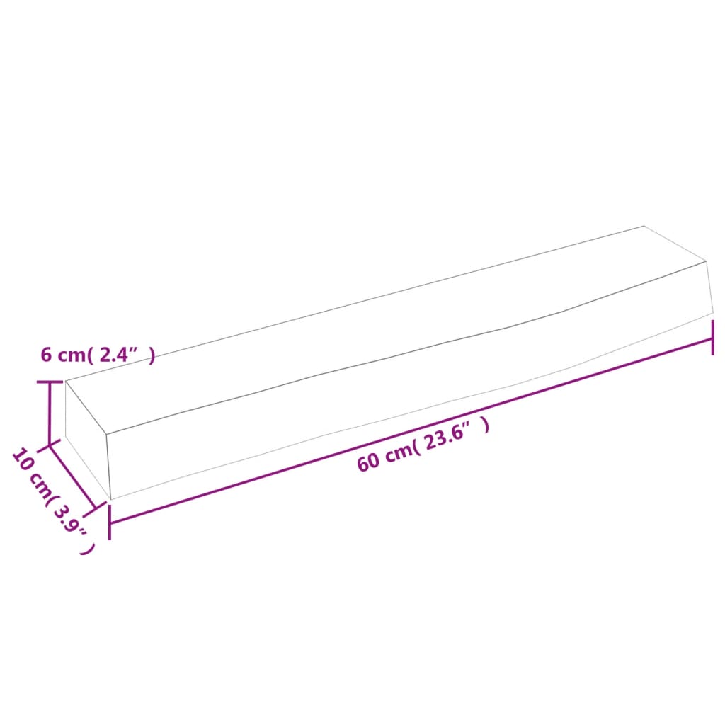 vidaXL Ράφι Τοίχου Σκούρο Καφέ 60x10x6 εκ. Επεξεργ. Μασίφ Ξύλο Δρυός