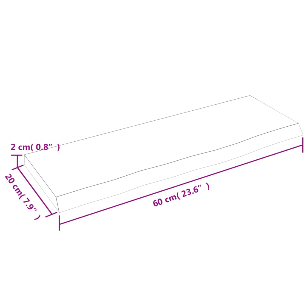 vidaXL Ράφι Τοίχου Σκούρο Καφέ 60x20x2 εκ. Επεξεργ. Μασίφ Ξύλο Δρυός