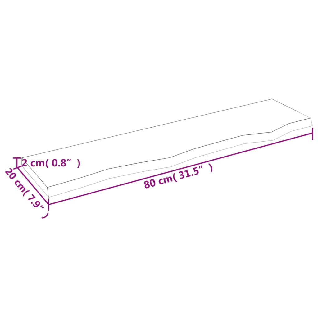 vidaXL Ράφι Τοίχου Σκούρο Καφέ 80x20x2 εκ. Επεξεργ. Μασίφ Ξύλο Δρυός