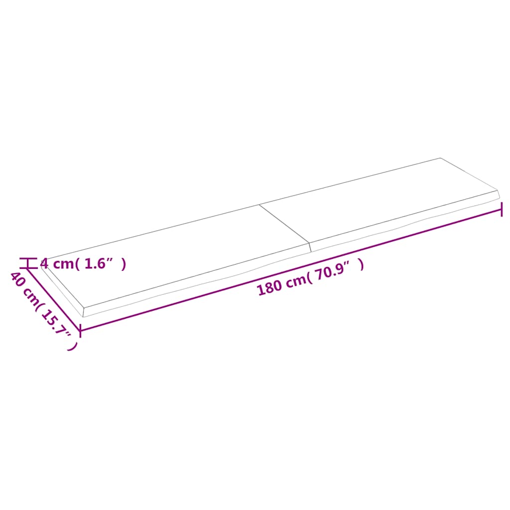 vidaXL Ράφι Τοίχου Σκούρο Καφέ 180x40x(2-4) εκ. Επεξ. Μασίφ Ξύλο Δρυός
