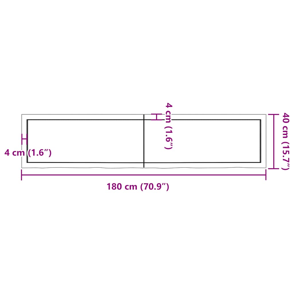 vidaXL Ράφι Τοίχου Σκούρο Καφέ 180x40x(2-4) εκ. Επεξ. Μασίφ Ξύλο Δρυός