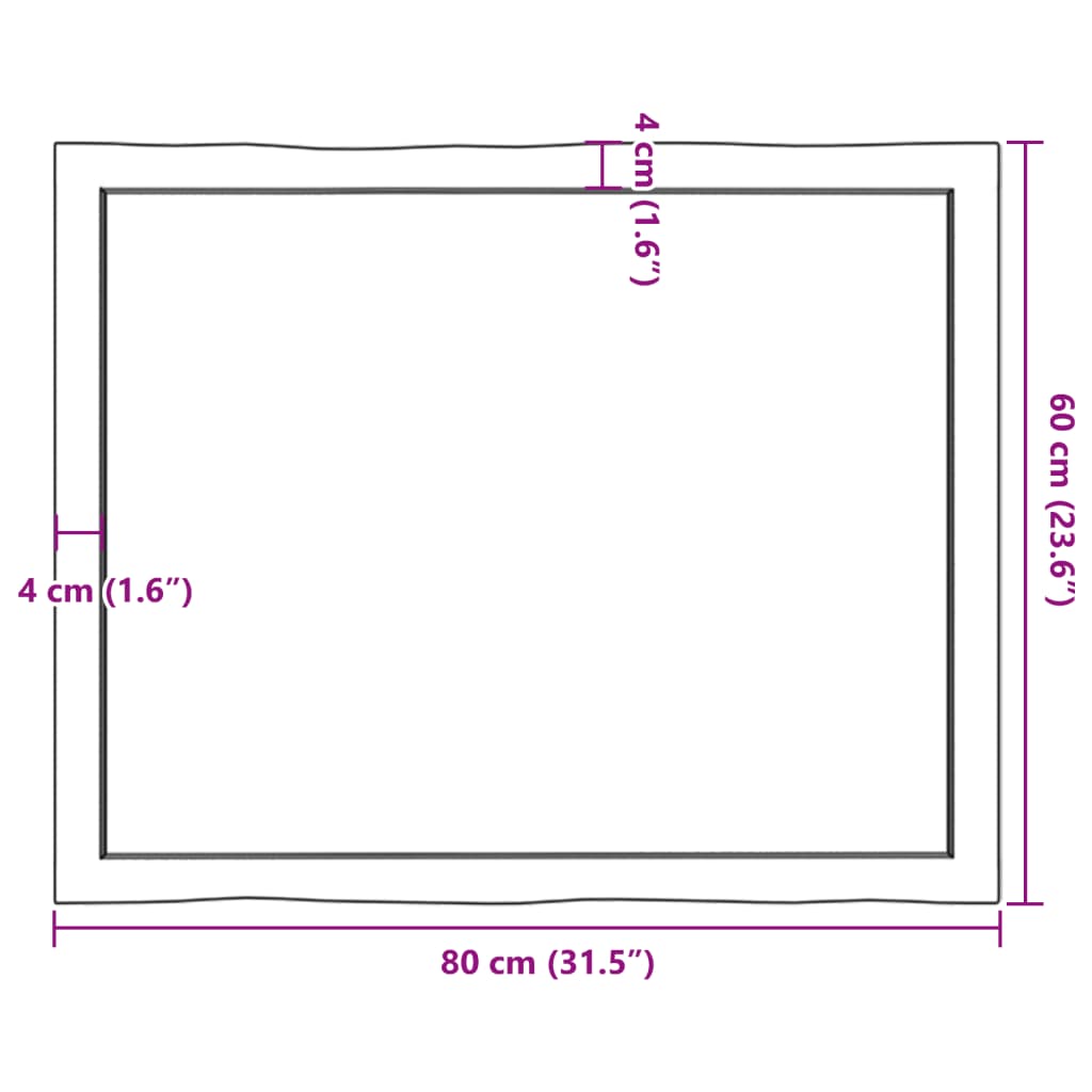 vidaXL Επιφάνεια Τραπεζιού 80x60x(2-4) εκ. Ακατέργ. Μασίφ Ξύλο Δρυός