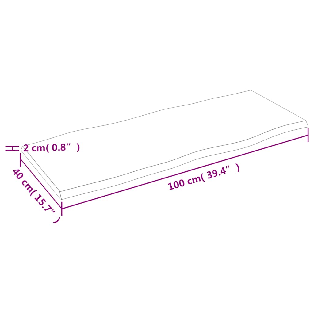 vidaXL Επιφ Τραπεζιού Αν Καφέ 100x40x2εκ Επ Μασίφ Ξύλο Δρυός Live Edge