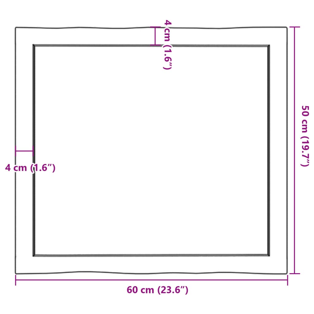 vidaXL Επιφ Τραπεζιού Αν Καφέ 60x50x(2-6)εκ. Ακατέργ. Μασίφ Ξύλο Δρυός
