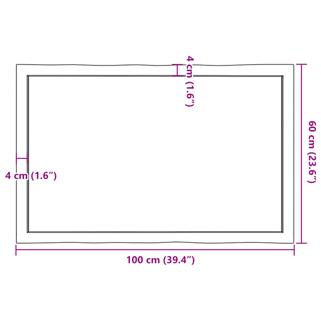 vidaXL Επιφ Τραπεζιού Αν Καφέ 100x60x(2-6)εκ.Ακατέργ. Μασίφ Ξύλο Δρυός