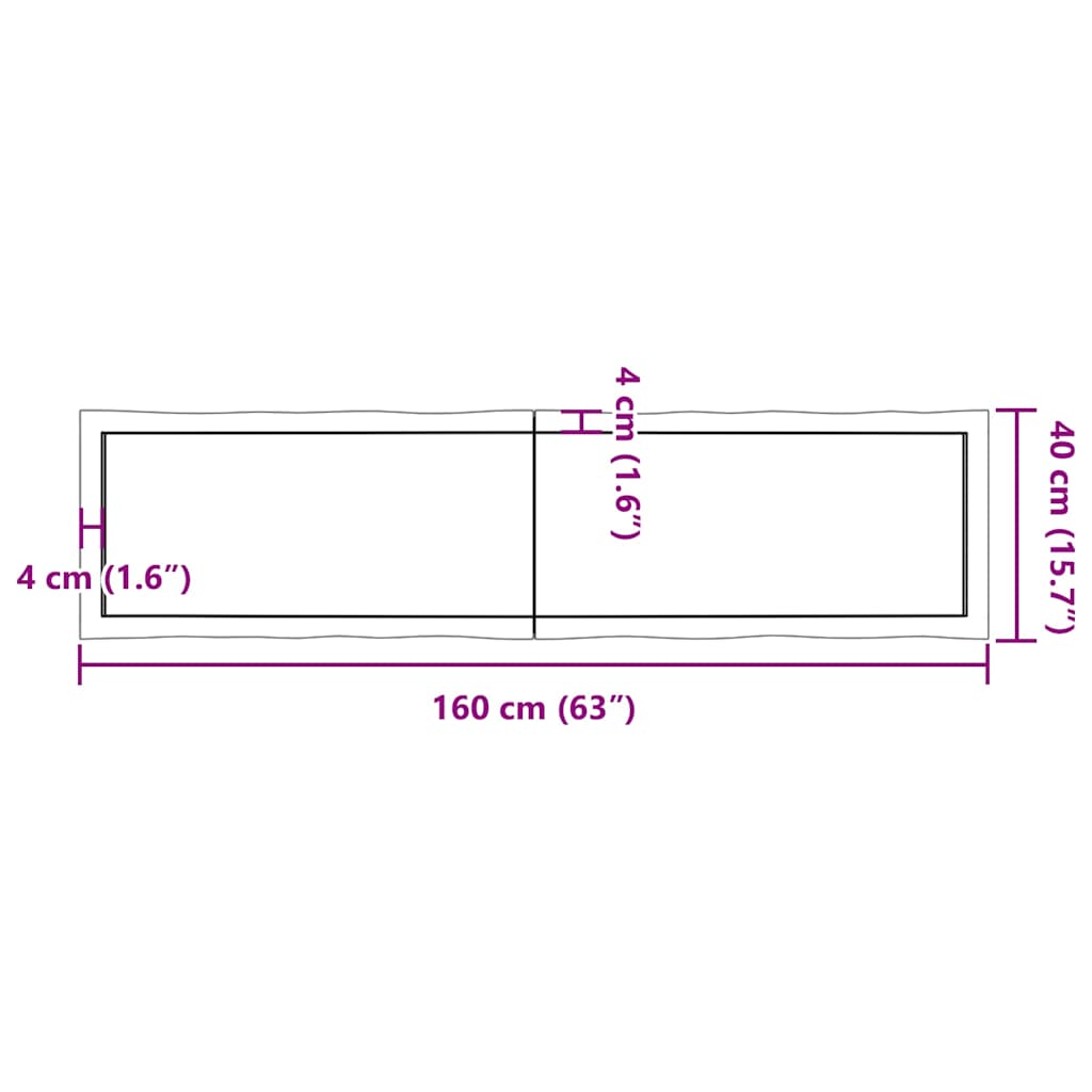 vidaXL Επιφ. Τραπεζιού Σκ Γκρι 60x40x(2-4)εκ Επεξ Μασίφ Ξύλο Live Edge