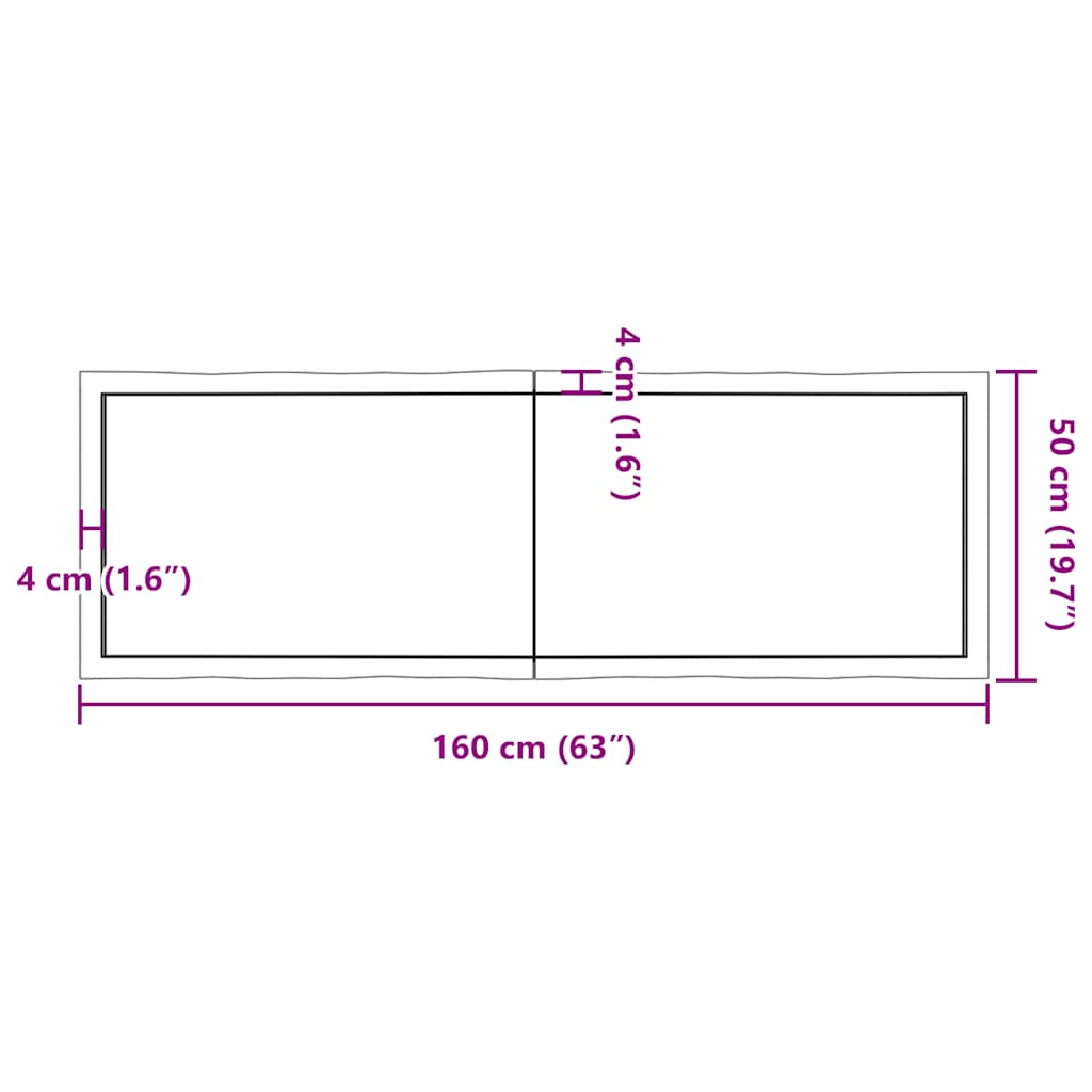 vidaXL Επιφ Τραπεζιού Αν Καφέ 160x50x(2-6)εκ.Ακατέργ. Μασίφ Ξύλο Δρυός