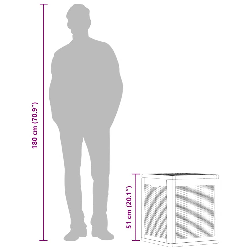 vidaXL Μπαούλο Αποθήκευσης Κήπου Γκρι 90 Λίτρων από Ρατάν Πολυπρ/νίου
