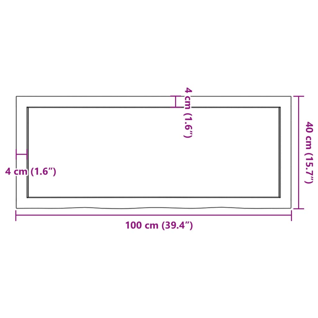 vidaXL Πάγκος Μπάνιου Αν. Καφέ 100x40x(2-6) εκ. Επεξεργ. Μασίφ Ξύλο