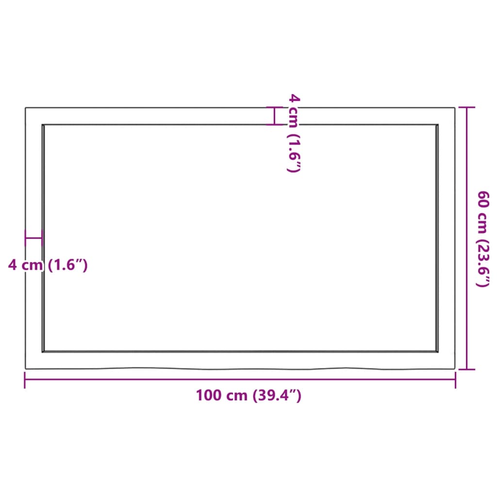 vidaXL Πάγκος Μπάνιου Αν. Καφέ 100x60x(2-6) εκ. Επεξεργ. Μασίφ Ξύλο