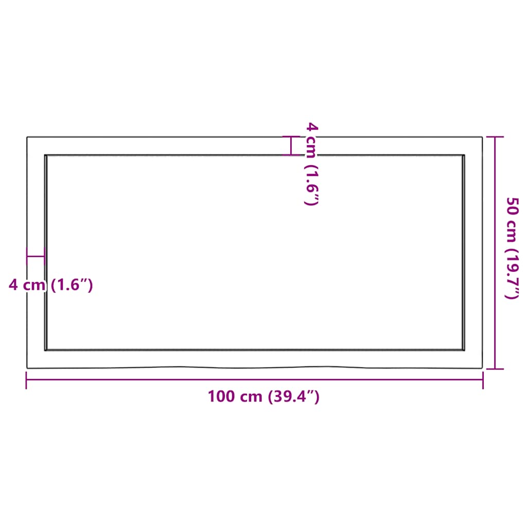 vidaXL Επιφάνεια Τραπεζιού 100x50x(2-4)εκ Ακατέργαστο Μασίφ Ξύλο Δρυός