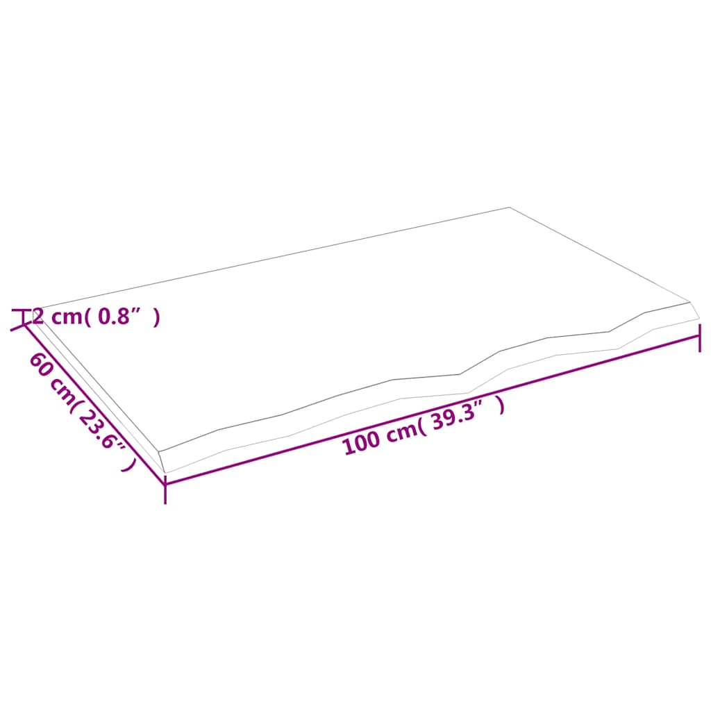 vidaXL Επιφ. Τραπεζιού Σκούρο Καφέ 100x60x2 εκ Επεξ. Μασίφ Ξύλο Δρυός