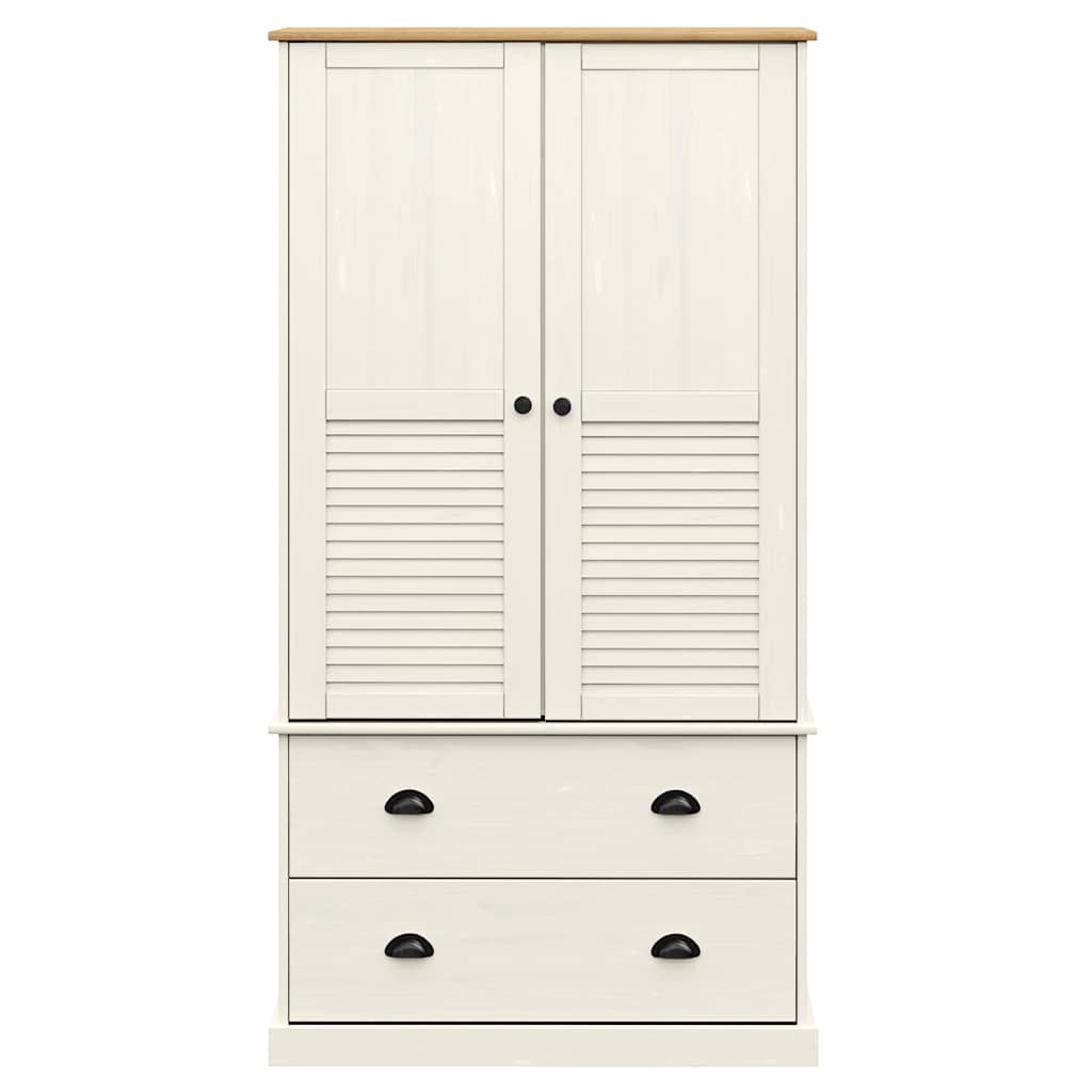 vidaXL Ντουλάπα VIGO Λευκή 90 x 55 x 170 εκ. από Μασίφ Ξύλο Πεύκου