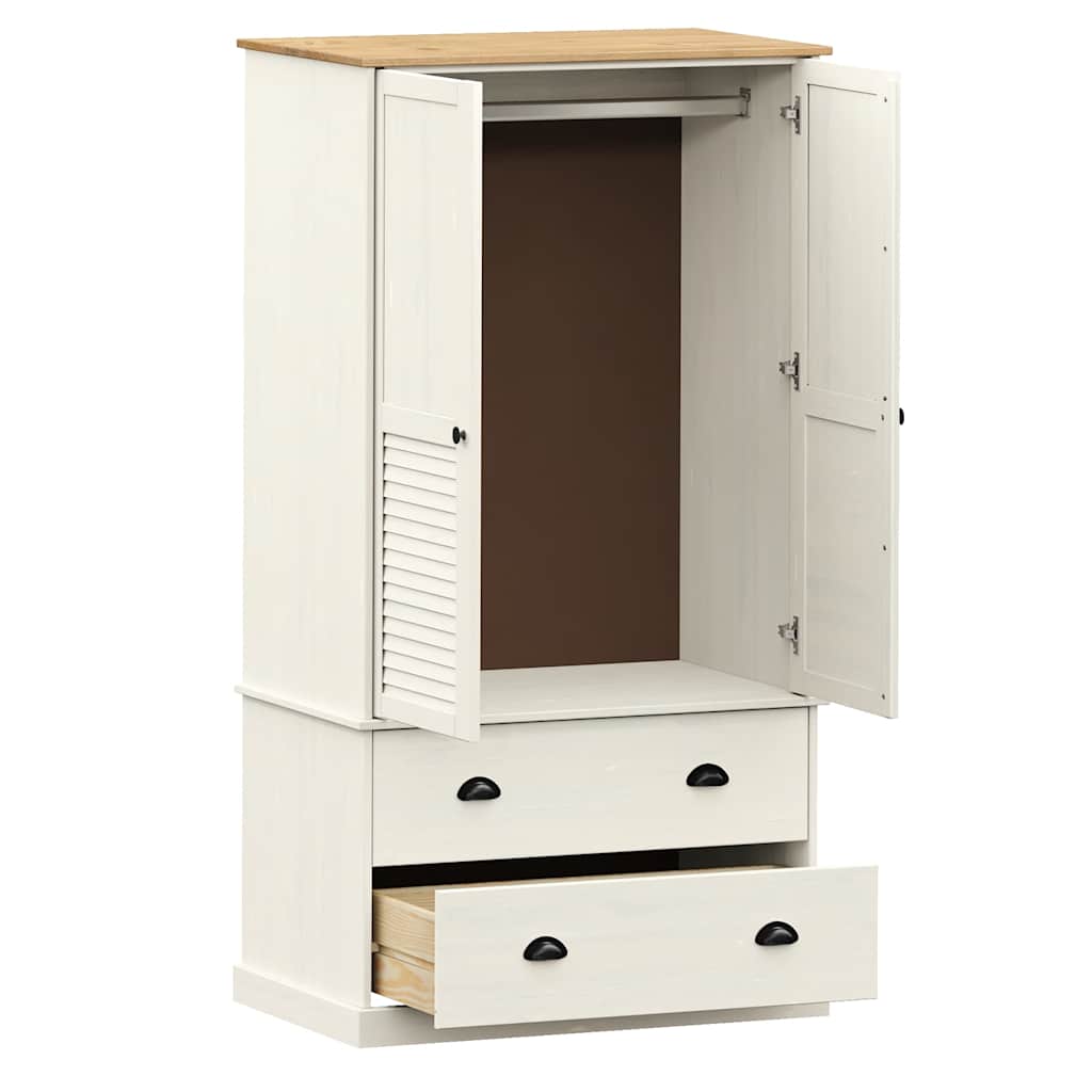 vidaXL Ντουλάπα VIGO Λευκή 90 x 55 x 170 εκ. από Μασίφ Ξύλο Πεύκου