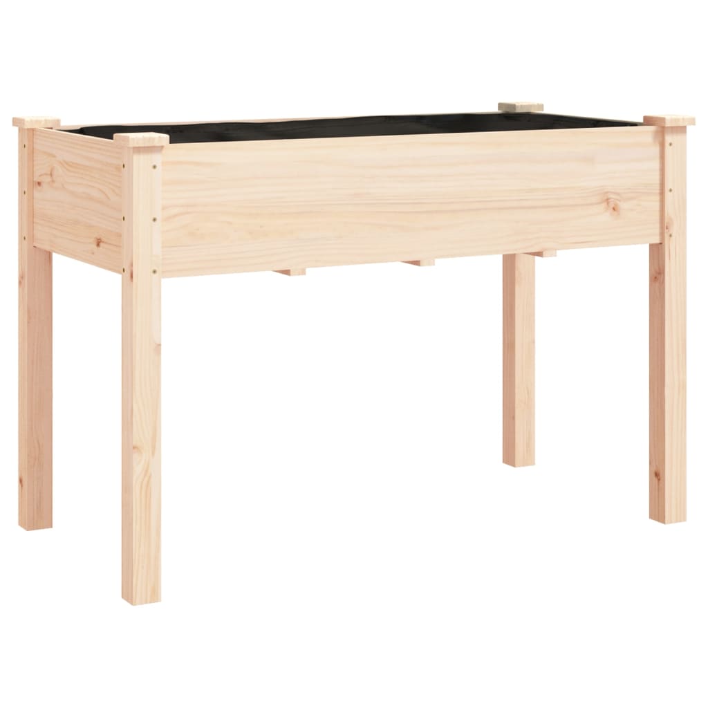 vidaXL Γλάστρα με Ρόδες & Επένδυση Καφέ 118x59x80εκ. Μασίφ Ξύλο Ελάτης