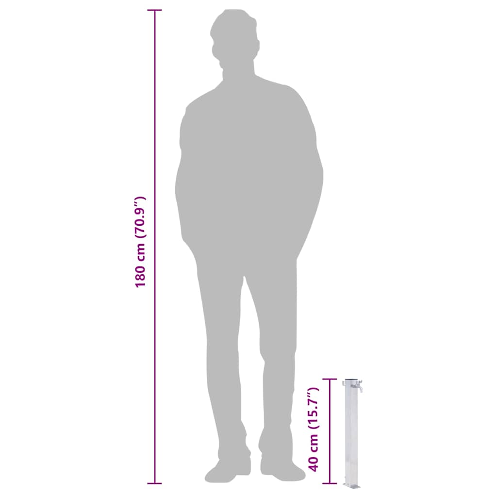 vidaXL Βρύση Δαπέδου Κήπου Τετράγωνη 40 εκ. από Ανοξείδωτο Ατσάλι