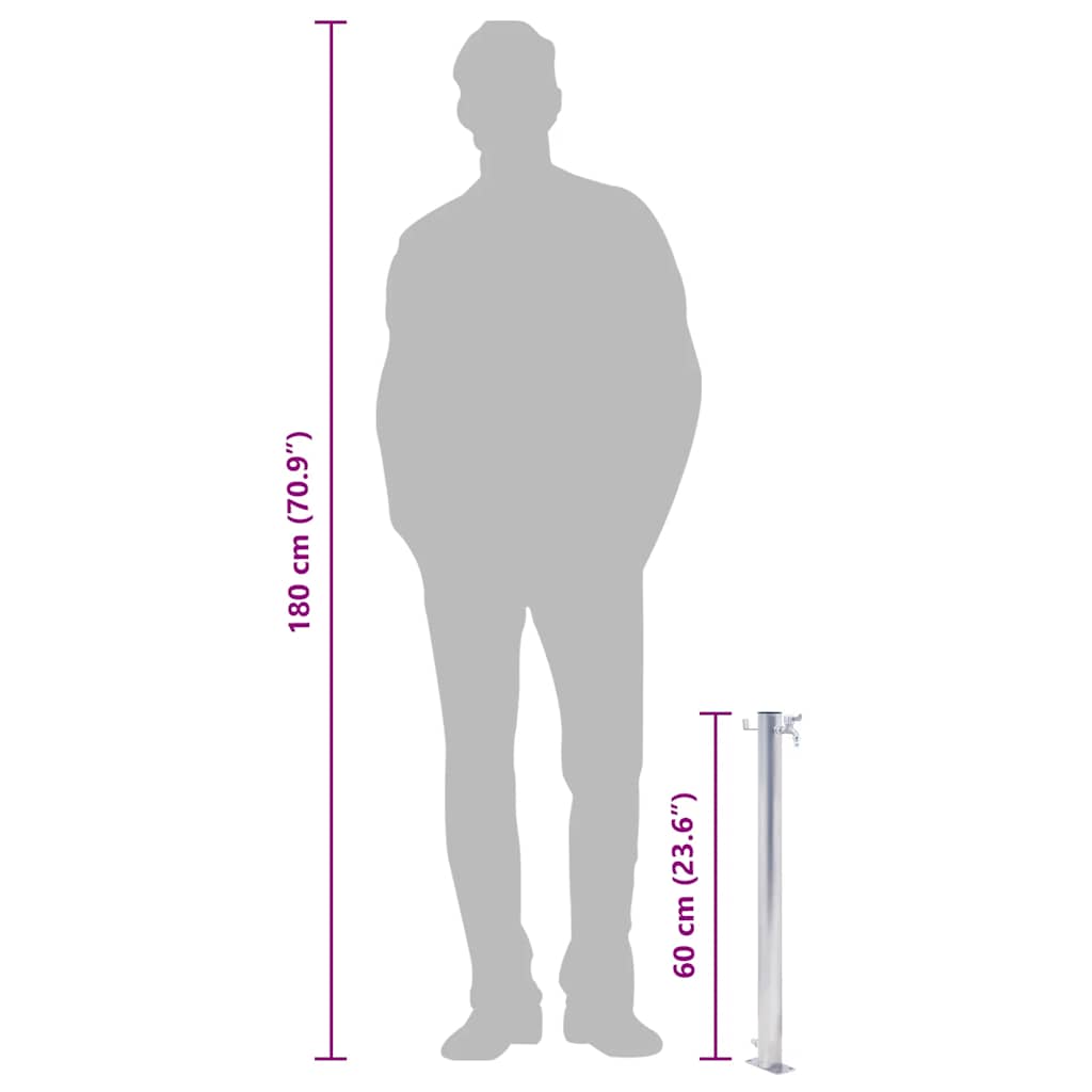 vidaXL Βρύση Δαπέδου Κήπου Στρογγυλή 60 εκ. από Ανοξείδωτο Ατσάλι