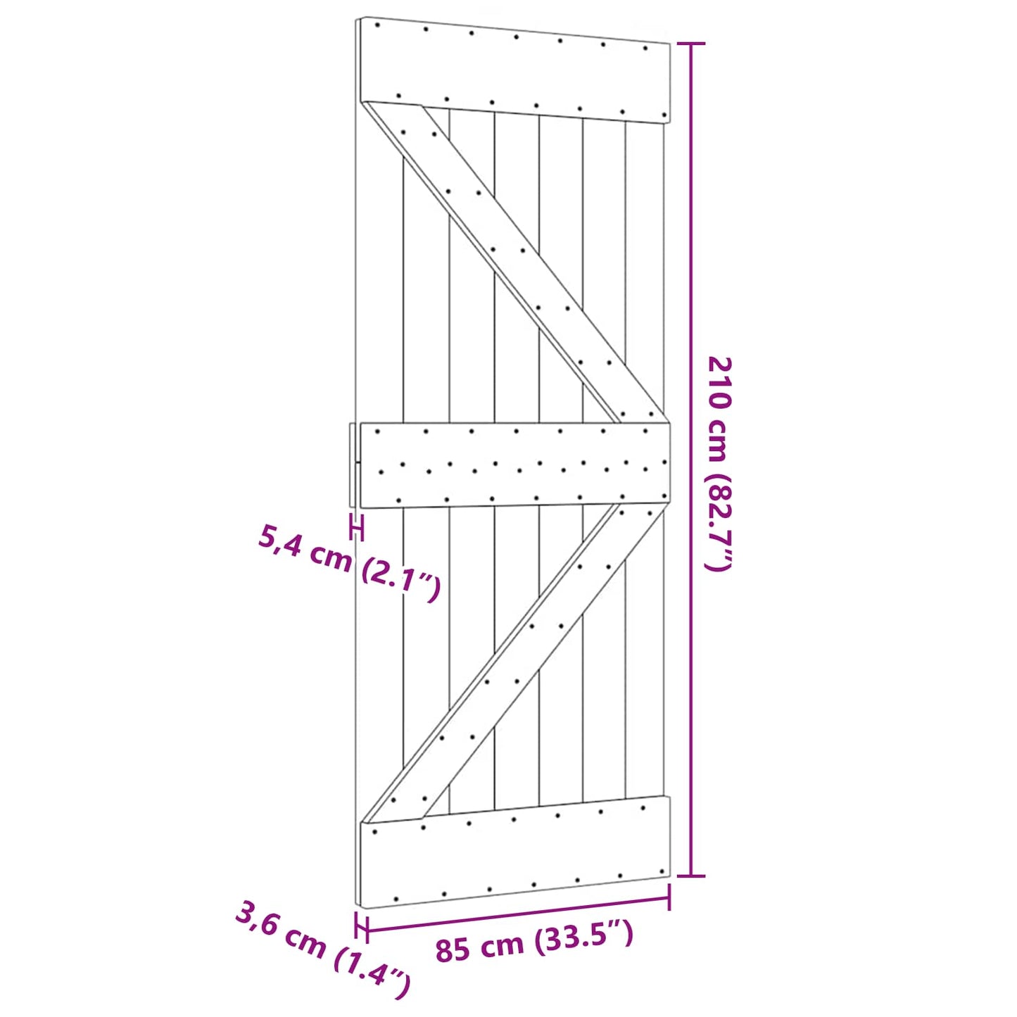 vidaXL Πόρτα NARVIK Φυσικό 85 x 210 cm Συμπαγές Ξύλο Πεύκου