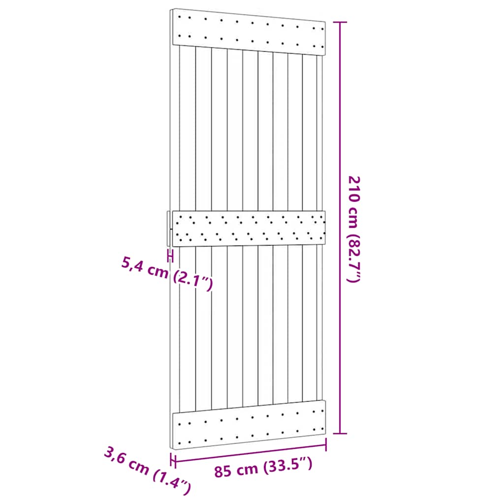 vidaXL Πόρτα NARVIK 85 x 210 εκ. από Μασίφ Ξύλο Πεύκου