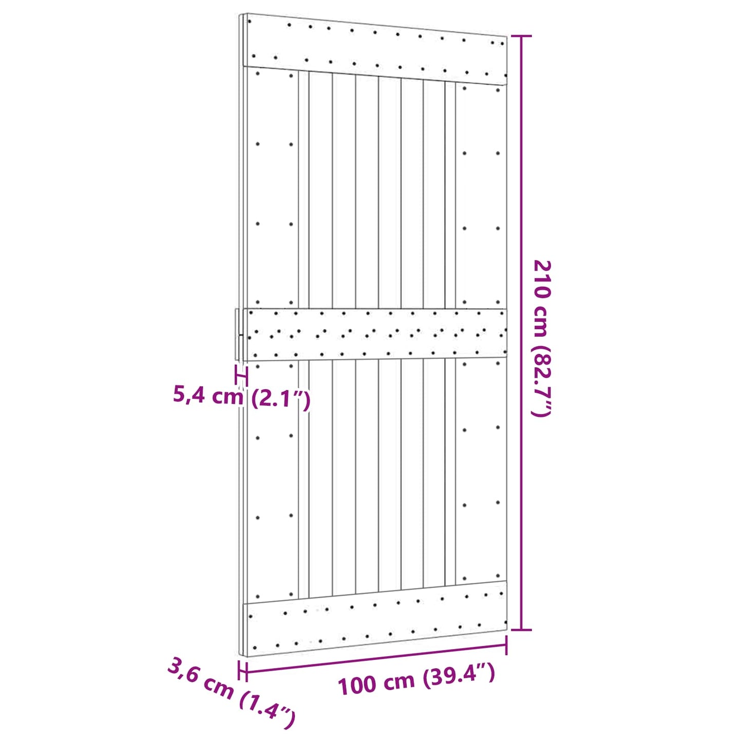 vidaXL Πόρτα NARVIK Φυσικό 100 x 210 cm Συμπαγές Ξύλο Πεύκου