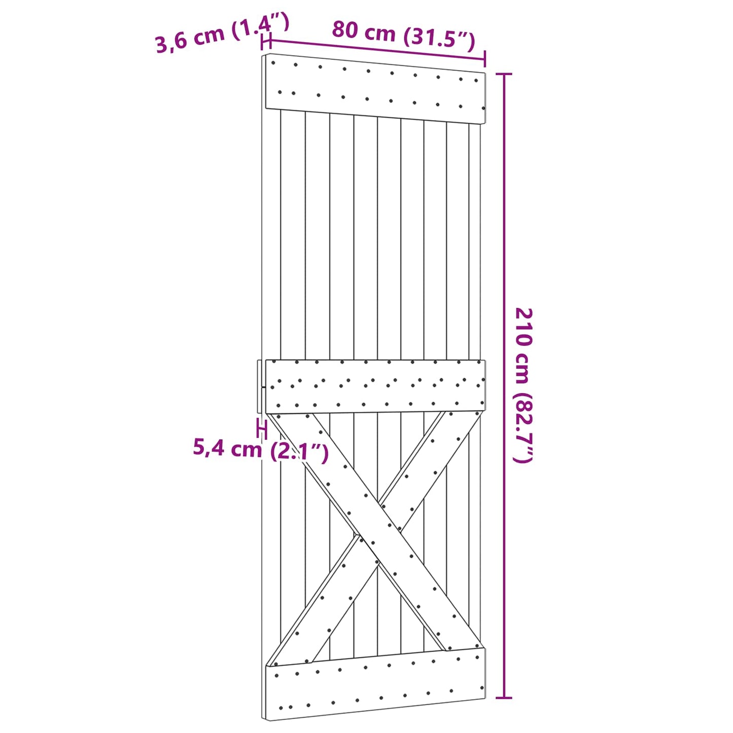 vidaXL Πόρτα NARVIK Φυσικό 80 x 210 cm Συμπαγές Ξύλο Πεύκου