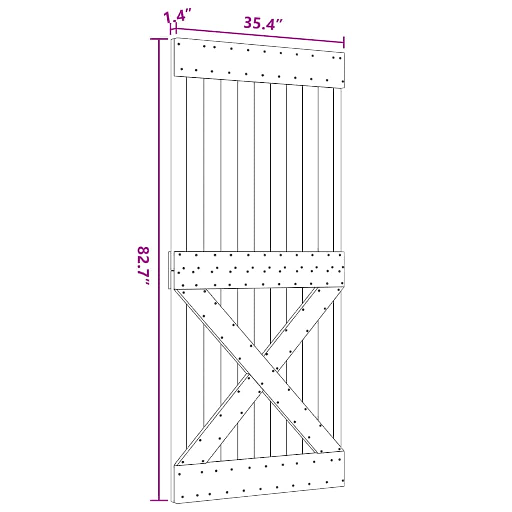 vidaXL Πόρτα NARVIK 90 x 210 εκ. από Μασίφ Ξύλο Πεύκου