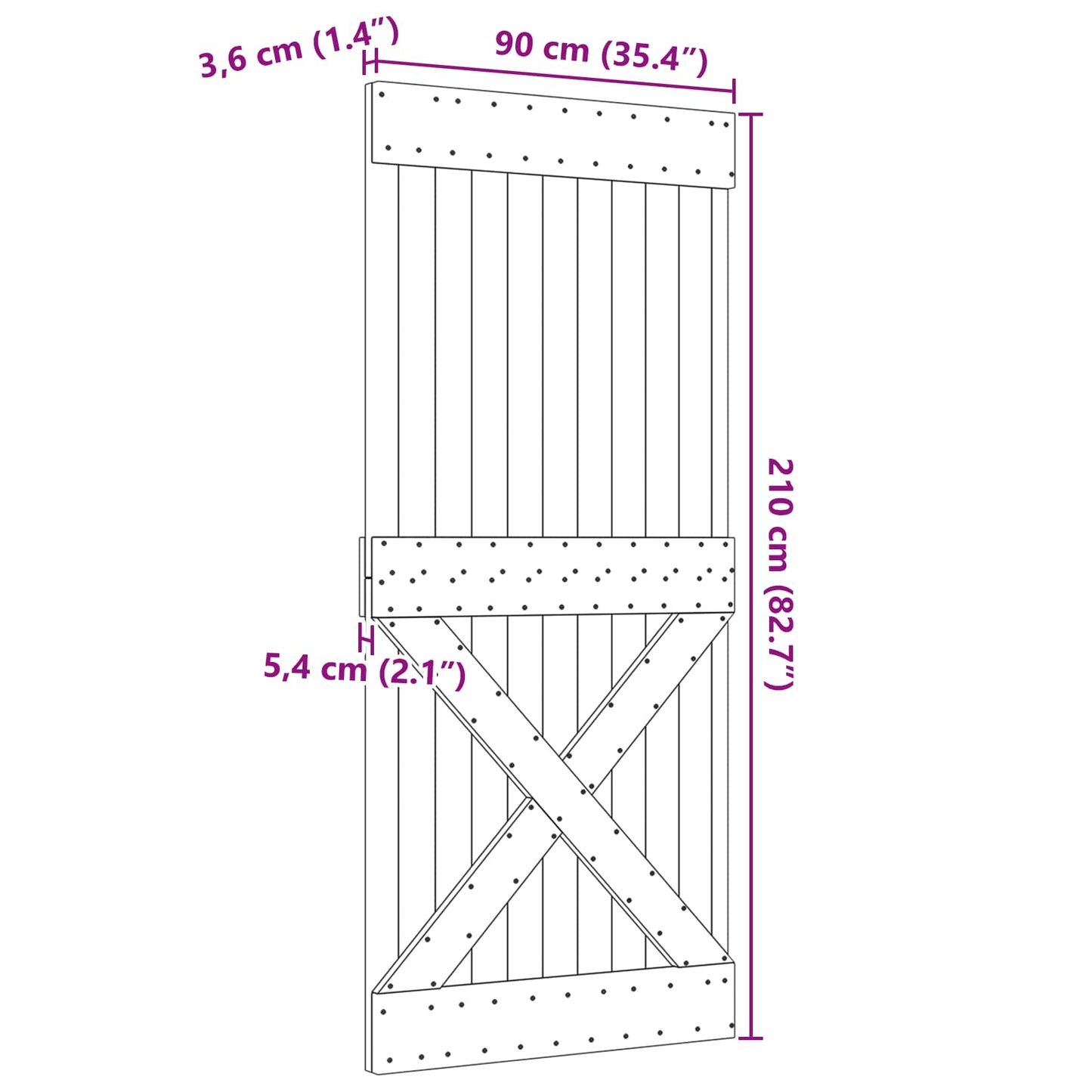vidaXL Πόρτα NARVIK Φυσικό 90 x 210 cm Συμπαγές Ξύλο Πεύκου
