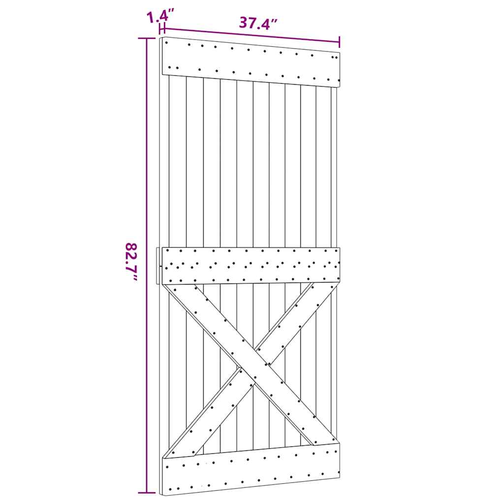 vidaXL Πόρτα NARVIK 95 x 210 εκ. από Μασίφ Ξύλο Πεύκου